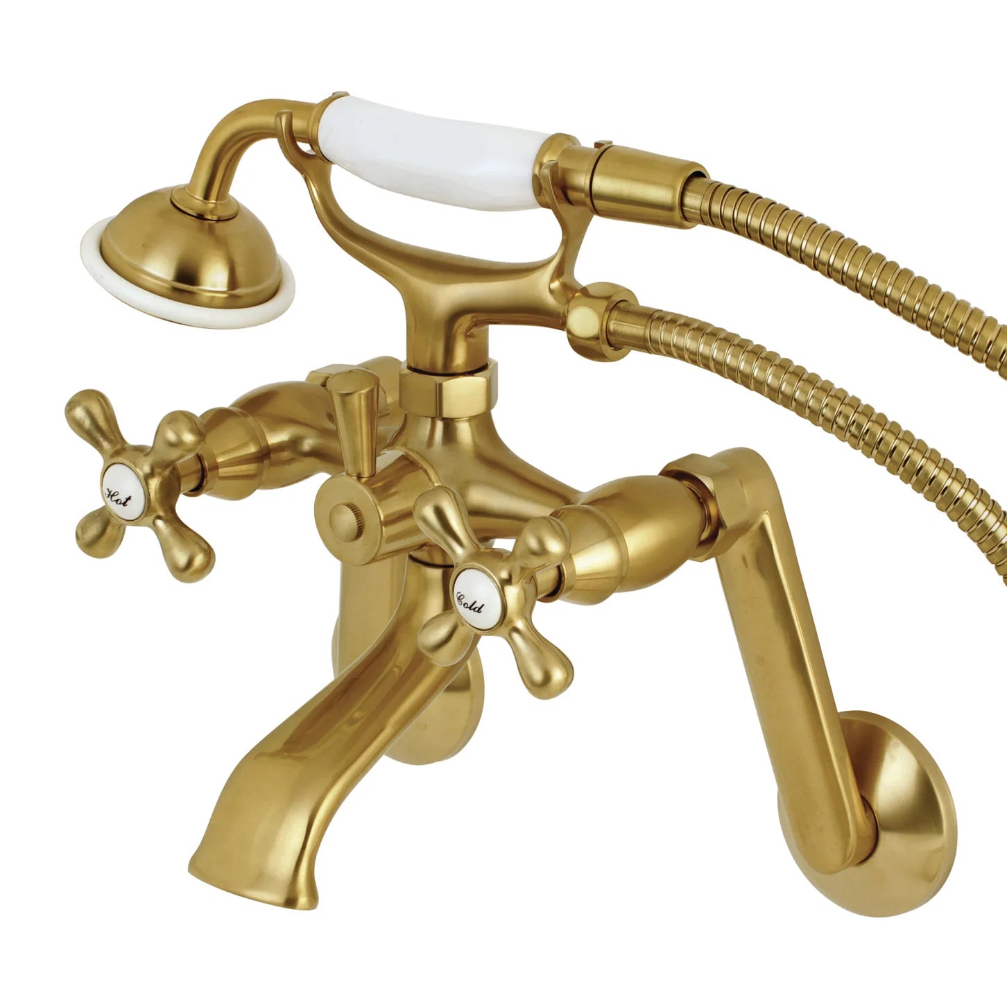 Kingston - Tub Faucets - KS269 Three-Handle 2-Hole Tub Wall Mount Clawfoot Tub Faucet with Hand Shower