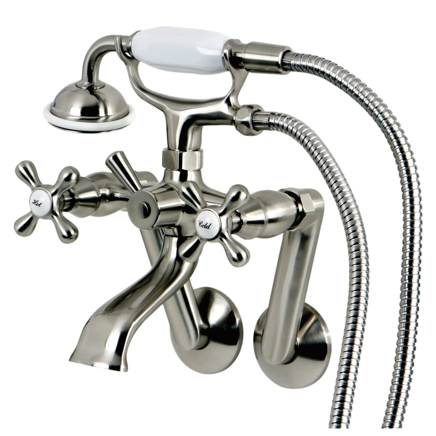 Kingston - Tub Faucets - KS269 Three-Handle 2-Hole Tub Wall Mount Clawfoot Tub Faucet with Hand Shower