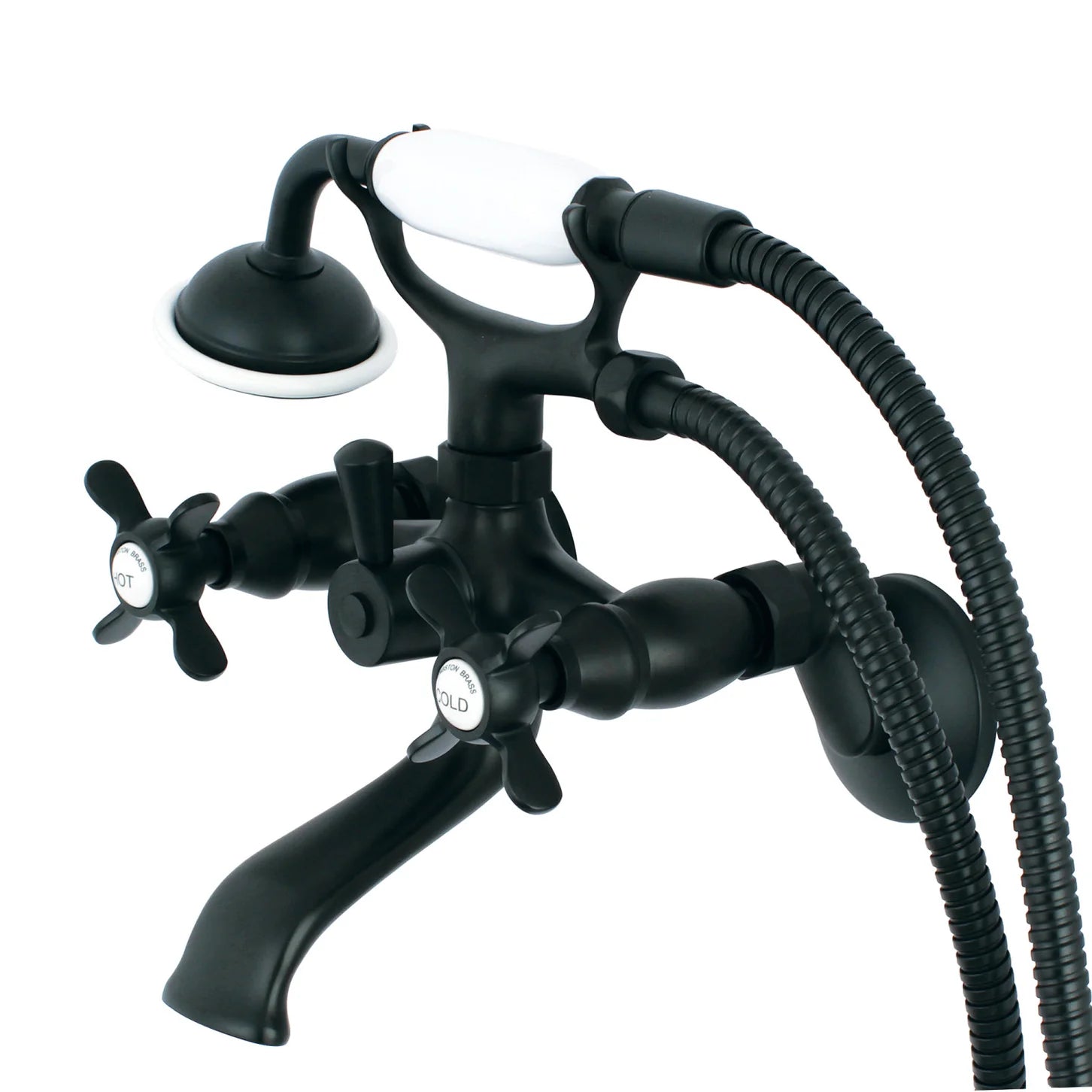 Kingston - Tub Faucets - KS285 Three-Handle 2-Hole Tub Wall Mount Clawfoot Tub Faucet with Hand Shower