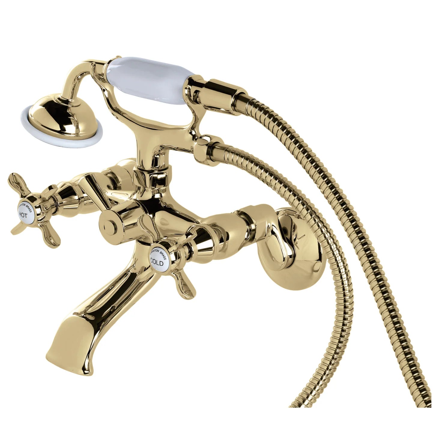 Kingston - Tub Faucets - KS285 Three-Handle 2-Hole Tub Wall Mount Clawfoot Tub Faucet with Hand Shower