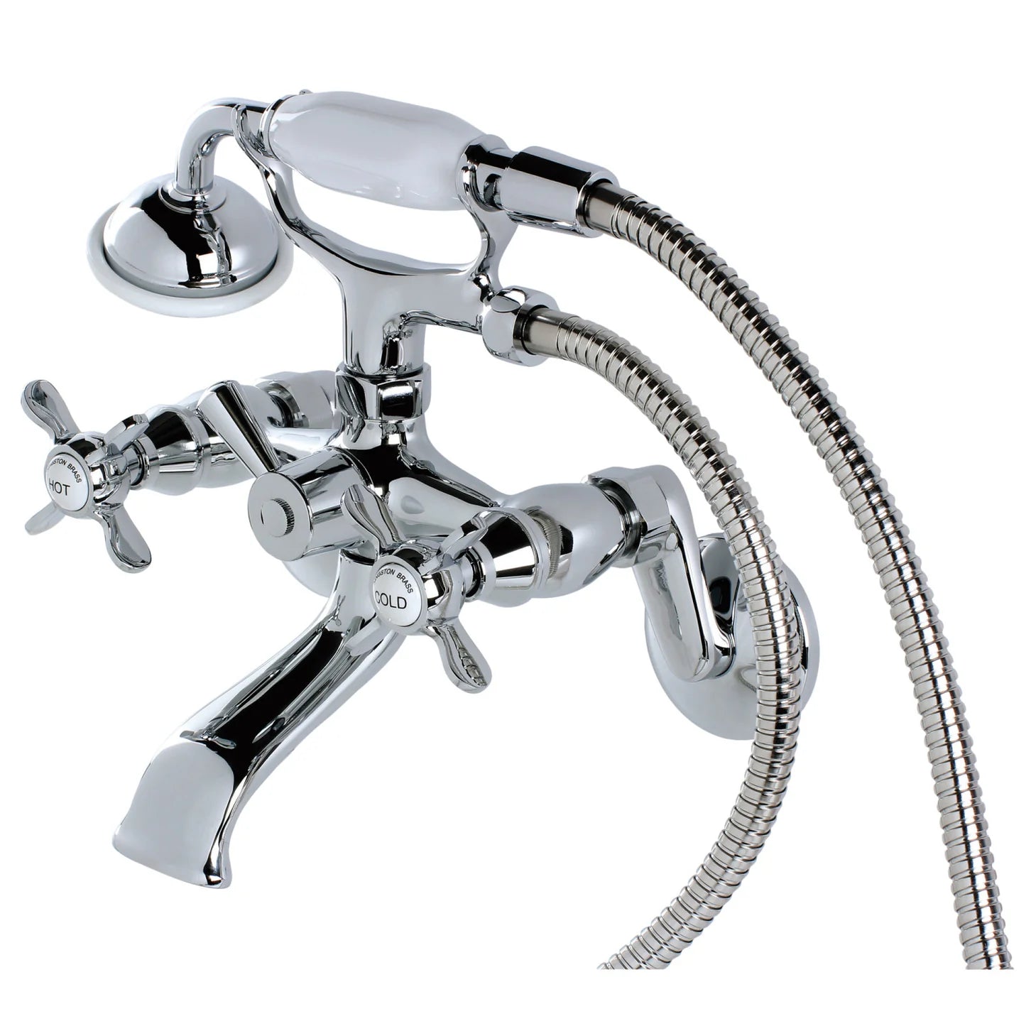 Kingston - Tub Faucets - KS286 Three-Handle 2-Hole Tub Wall Mount Clawfoot Tub Faucet with Hand Shower
