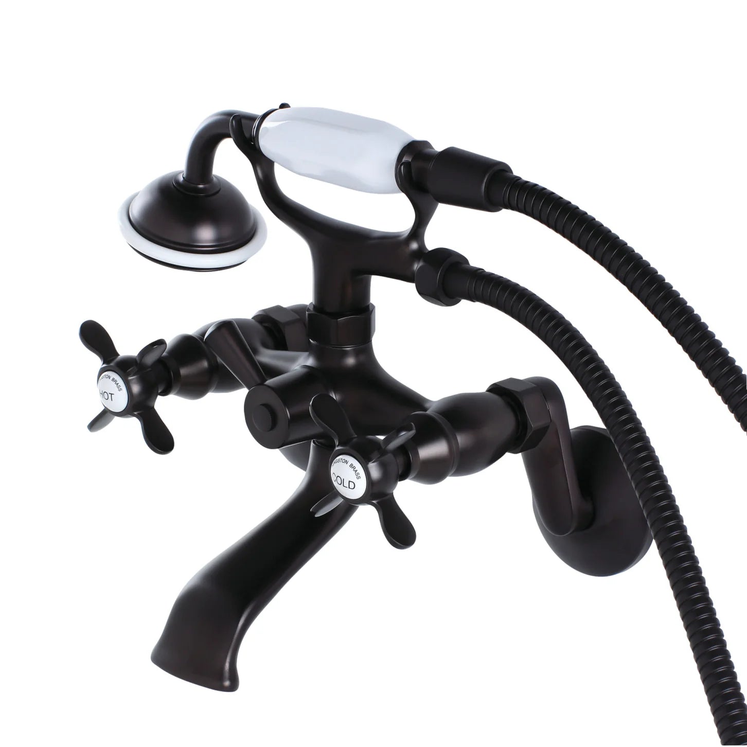 Kingston - Tub Faucets - KS286 Three-Handle 2-Hole Tub Wall Mount Clawfoot Tub Faucet with Hand Shower