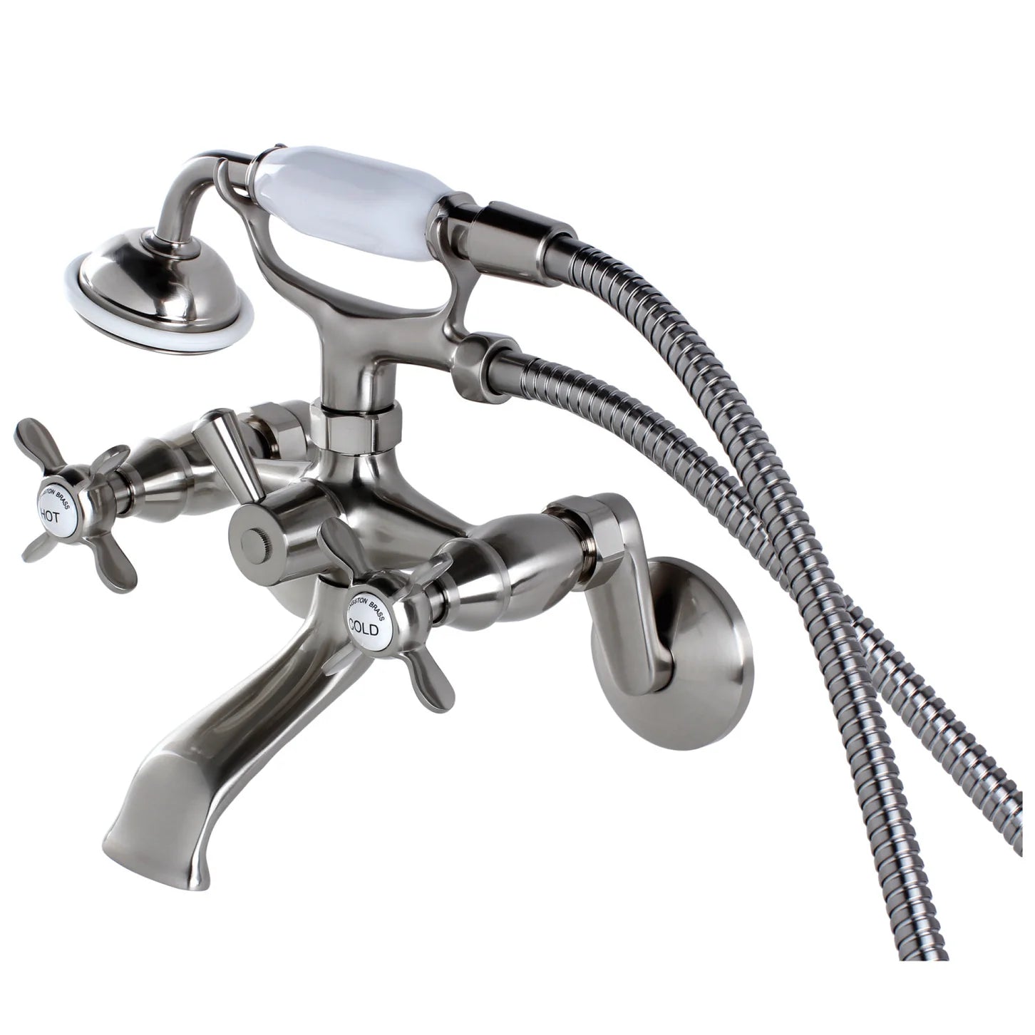 Kingston - Tub Faucets - KS286 Three-Handle 2-Hole Tub Wall Mount Clawfoot Tub Faucet with Hand Shower