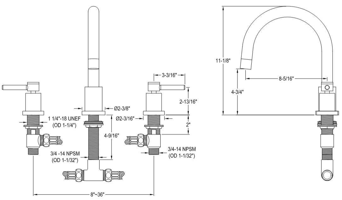 Kingston - Tub Faucets - Concord KS832DL Two-Handle 3-Hole Deck Mount Roman Tub Faucet