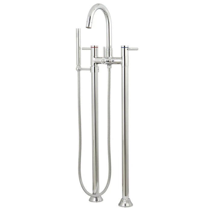 Kingston - Tub Faucets - Concord KS8351DL Three-Handle 2-Hole Freestanding Tub Faucet with Hand Shower