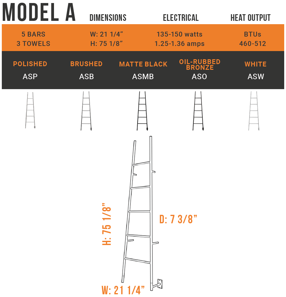 Amba - Jeeves Collection - Model A Ladder Towel Warmer