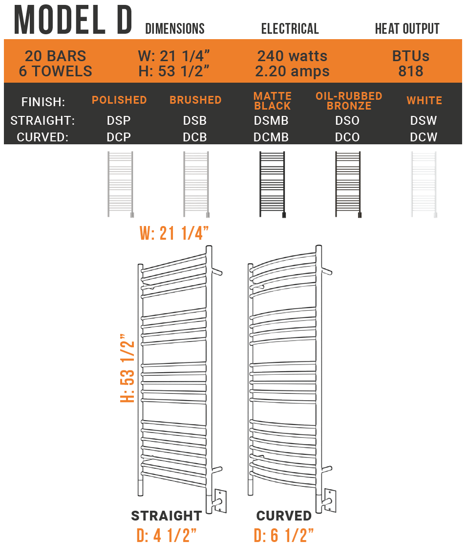 Amba - Jeeves Collection - Model D Straight Towel Warmer