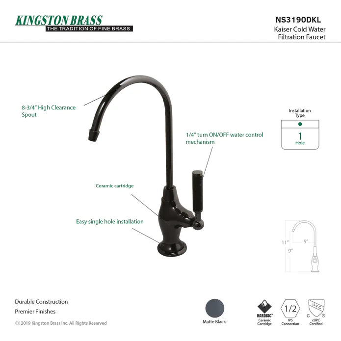 Kingston - Filtration Faucets -  Water Onyx NS3190DKL Single-Handle 1-Hole Deck Mount Water Filtration Faucet