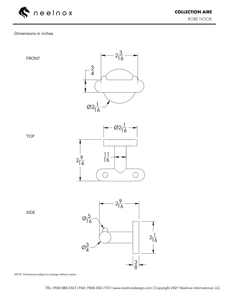 Neelnox - Collection Aire - Robe Hook Double - AIR-RHD1