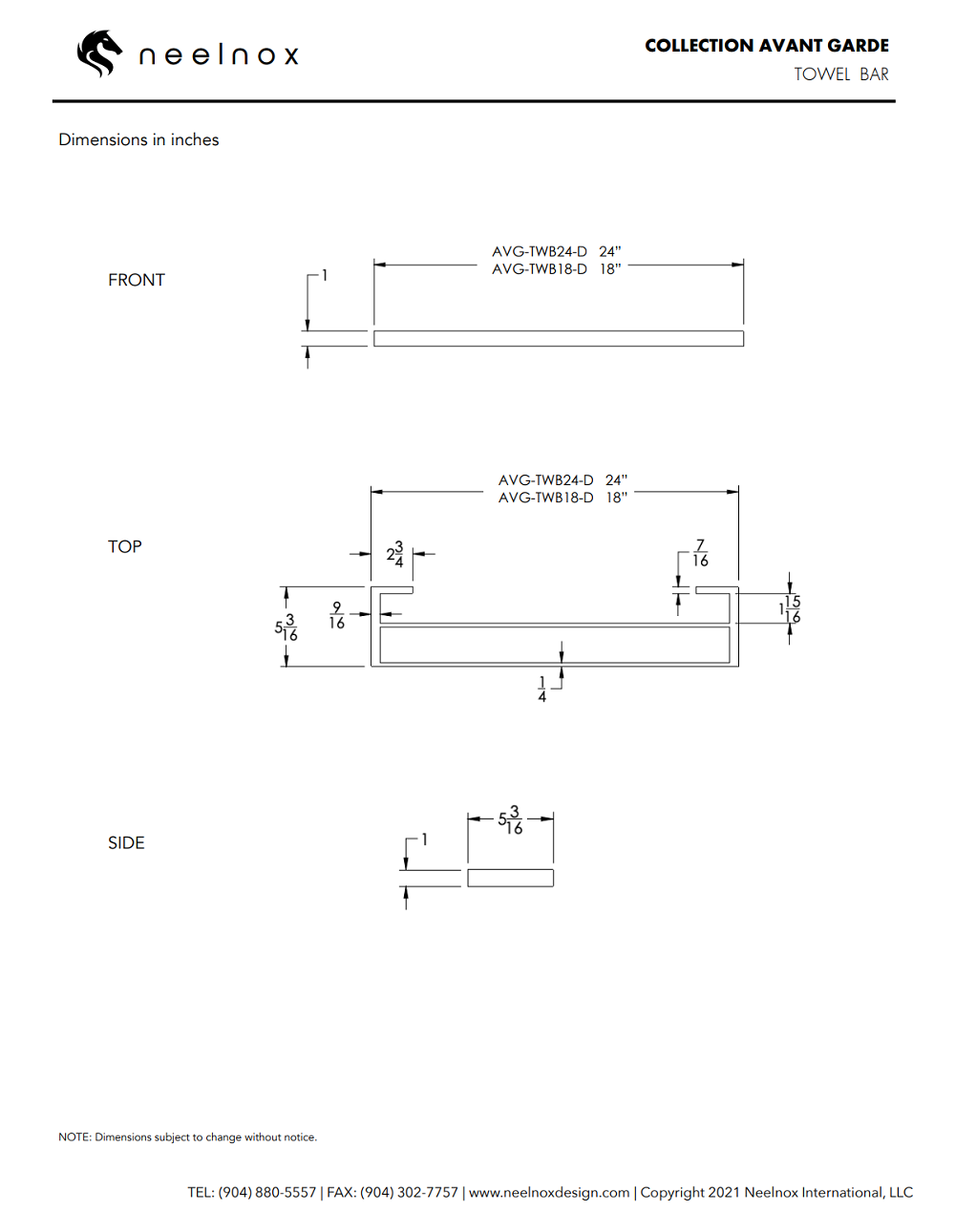 Neelnox - Collection Avant Grade - Tower Bar Double 24" - AVG-TWB24-D