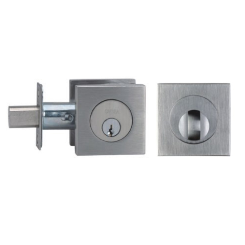 Omnia D9000S Stainless Steel Modern Auxiliary Deadbolt Kit