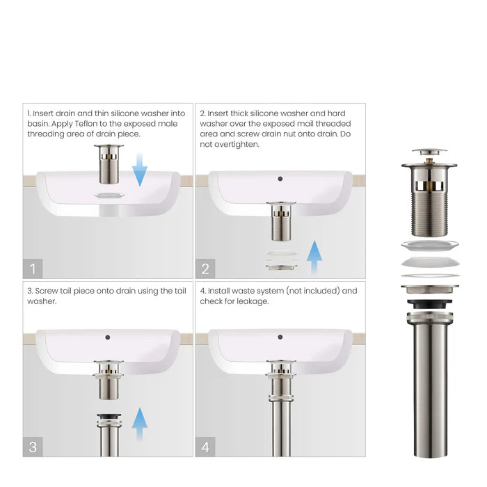 Casa Fixtures - Bathroom Accessories - Bathroom Sink Pop Up Drain Stopper Small Cover with Overflow (PW-1)