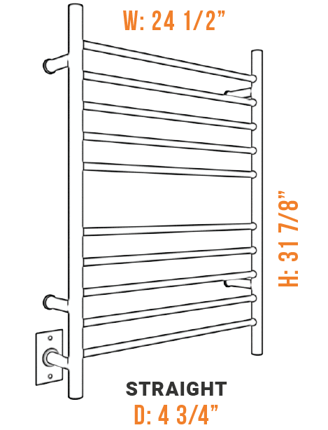 Amba - Radiant Collection - Model Radiant Straight Towel Warmer (Left Electrical)