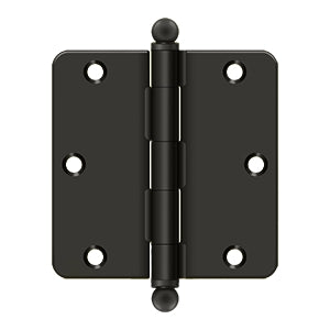 Deltana - Steel Hinges - 3-1/2" x 3-1/2" Residential Door Hinge 1/4" Radius Corner (Pairs) w/ Ball Tips