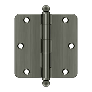 Deltana - Steel Hinges - 3-1/2" x 3-1/2" Residential Door Hinge 1/4" Radius Corner (Pairs) w/ Ball Tips