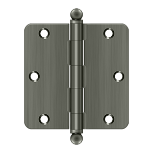 Deltana S35R4-BT, 3-1/2" x 3-1/2" - 1/4" Radius RC / Residential / Ball Tips Steel Hinges (Sold as Pair)