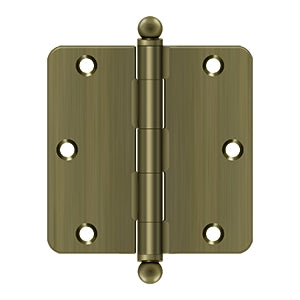 Deltana - Steel Hinges - 3-1/2" x 3-1/2" Residential Door Hinge 1/4" Radius Corner (Pairs) w/ Ball Tips