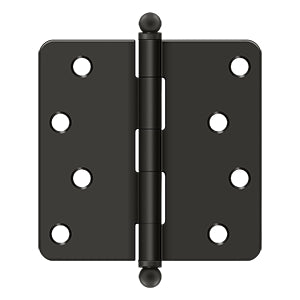 Deltana - Steel Hinges - 4" x 4" Residential Door Hinge 1/4" Radius Corner (Pairs) w/ Ball Tips