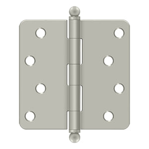 Deltana - Steel Hinges - 4" x 4" Residential Door Hinge 1/4" Radius Corner (Pairs) w/ Ball Tips