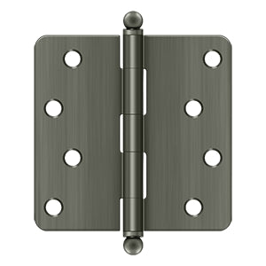 Deltana - Steel Hinges - 4" x 4" Residential Door Hinge 1/4" Radius Corner (Pairs) w/ Ball Tips