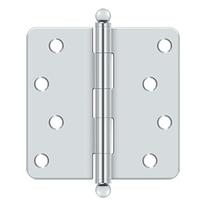 Deltana - Steel Hinges - 4" x 4" Residential Door Hinge 1/4" Radius Corner (Pairs) w/ Ball Tips