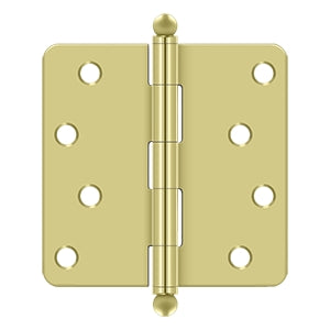 Deltana - Steel Hinges - 4" x 4" Residential Door Hinge 1/4" Radius Corner (Pairs) w/ Ball Tips