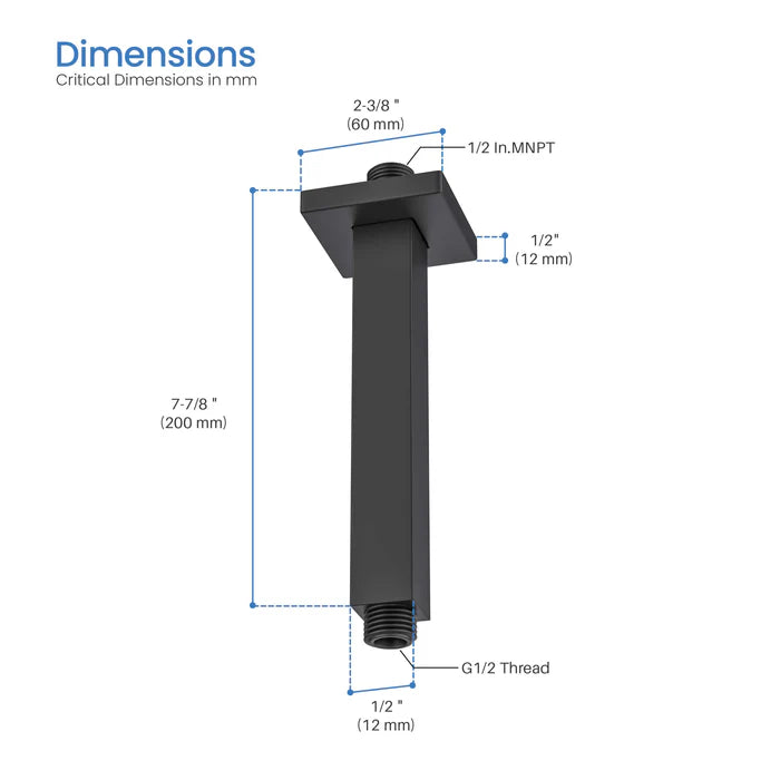 Casa Fixtures - Shower Arm - Quadra 8" Ceiling Mounted Shower Arm (SA0801)