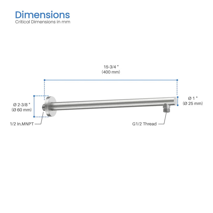 Casa Fixtures - Shower Arm - Halo 16" Wall Mounted Shower Arm (SA1600)