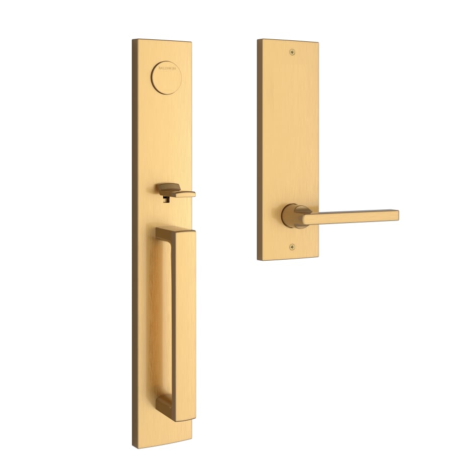 Baldwin - Reserve Collection - Tubular Entry Handlesets - Santa Cruz Full Escutcheon Emergency Egress Handleset w/ Square Lever & Contemporary Square Rose