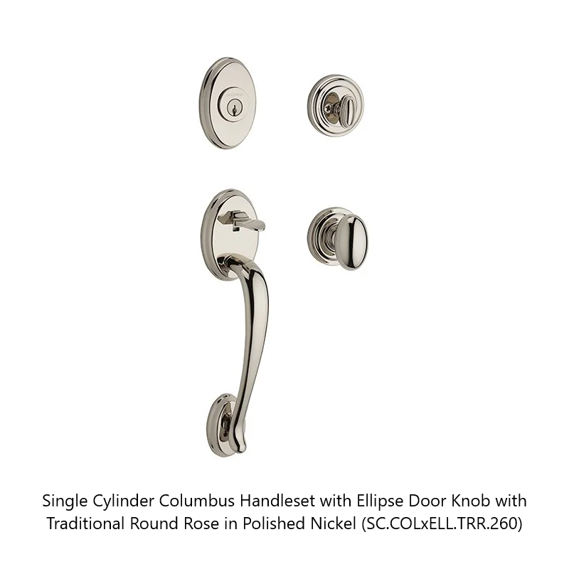 Baldwin - Reserve Collection - Sectional Handlesets - Columbus Tubular Entry Handleset with Interior Knob (Single Cylinder)