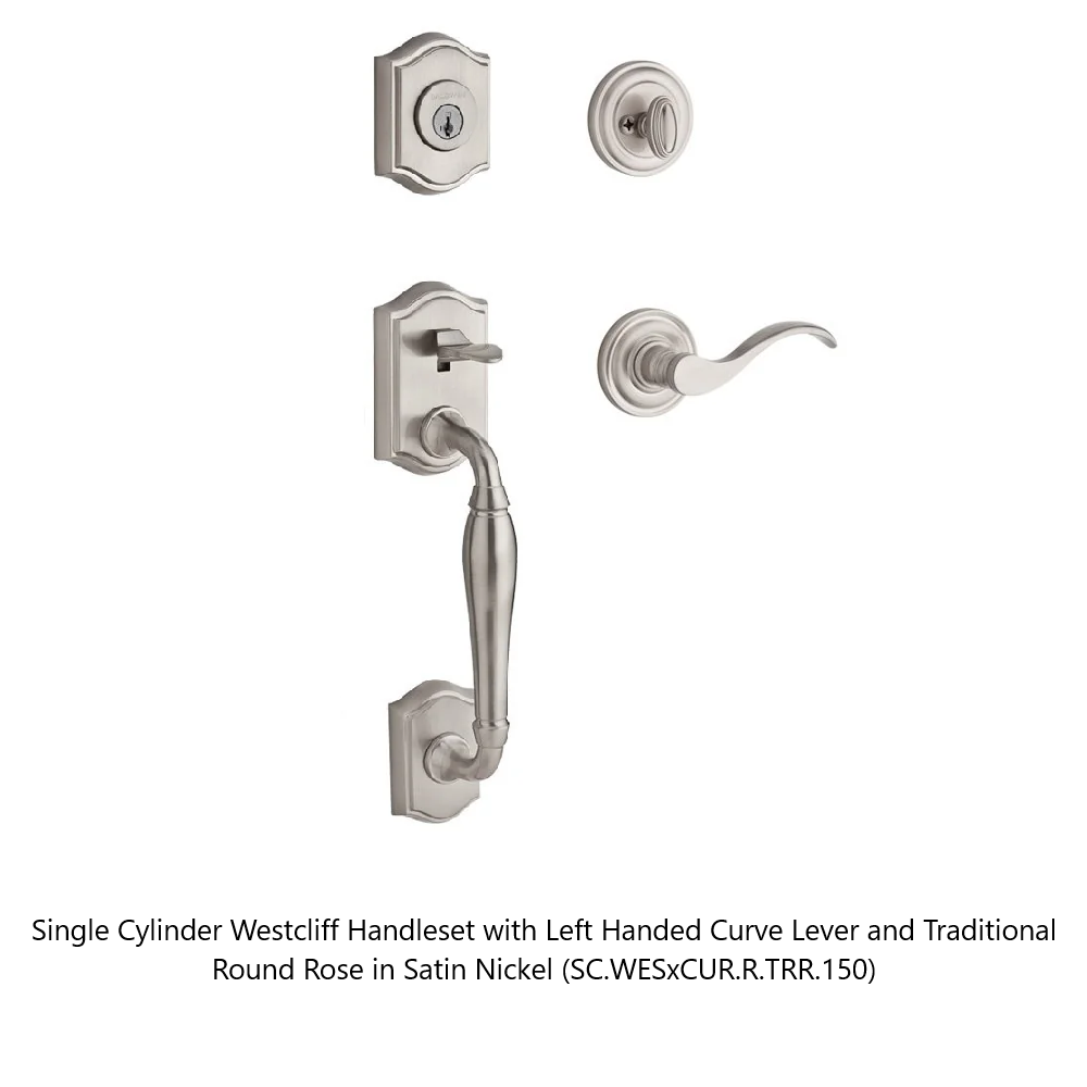 Baldwin - Reserve Collection - Sectional Handlesets - Westcliff Tubular Entry Handleset with Interior Lever (Single Cylinder)