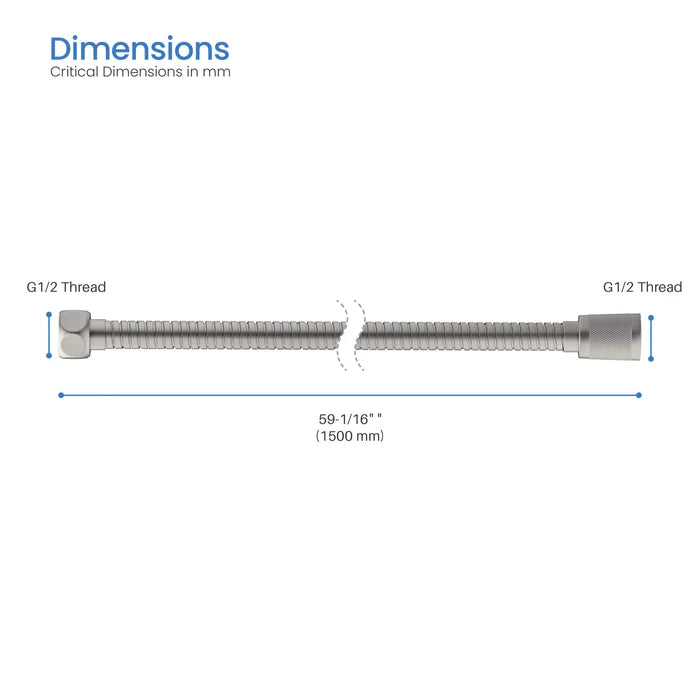 Casa Fixtures - Shower Hose - 60" Stainless Steel Braided Shower Hose (SH60)