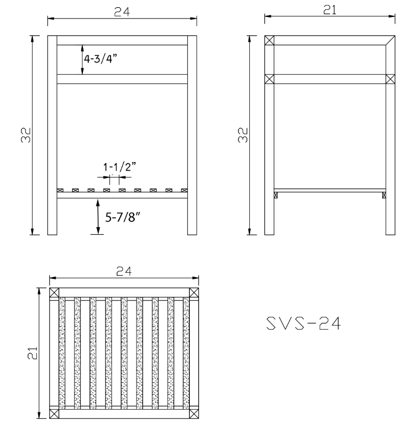 Lenova Sinks - Vanity Stand - SVS-24 Stainless Steel Vanity Stand - 24" (Stand Only)