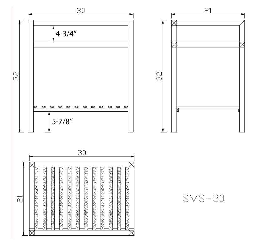 Lenova Sinks - Vanity Stand - SVS-30 Stainless Steel Vanity Stand - 30" (Stand Only)