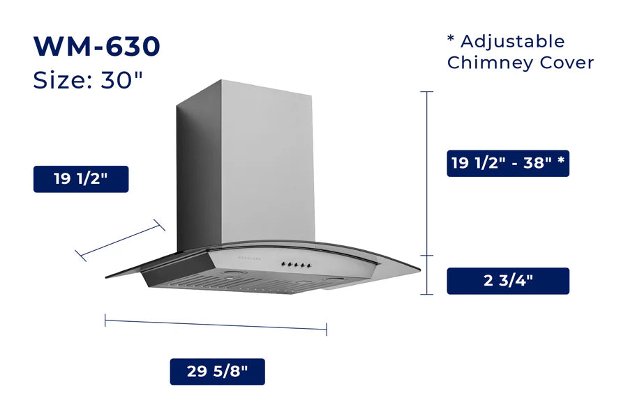 Hauslane - Wall-Mounted Range Hoods - WM-630 Convertible Range Hood