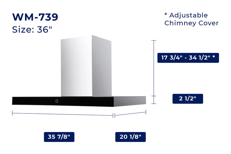 Hauslane - Wall-Mounted Range Hoods - WM-739 Convertible Range Hood