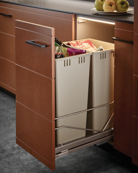 Hafele - Kitchen Organization - Waste Bins - Pull-Out Bottom Mount For 457mm (18") Cabinets Kesseböhmer