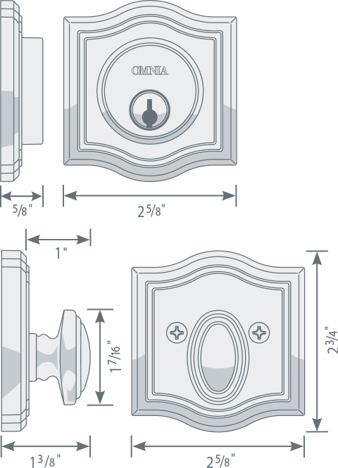 Omnia ARCHDB Solid Brass Auxiliary Deadbolt Kit