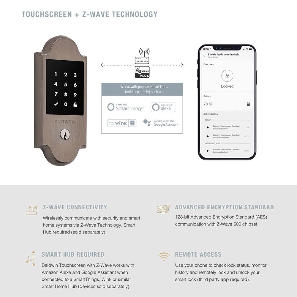 Baldwin - Estate Collection - Deadbolts - Boulder Touchscreen Deadbolt w/ Z-Wave Technology