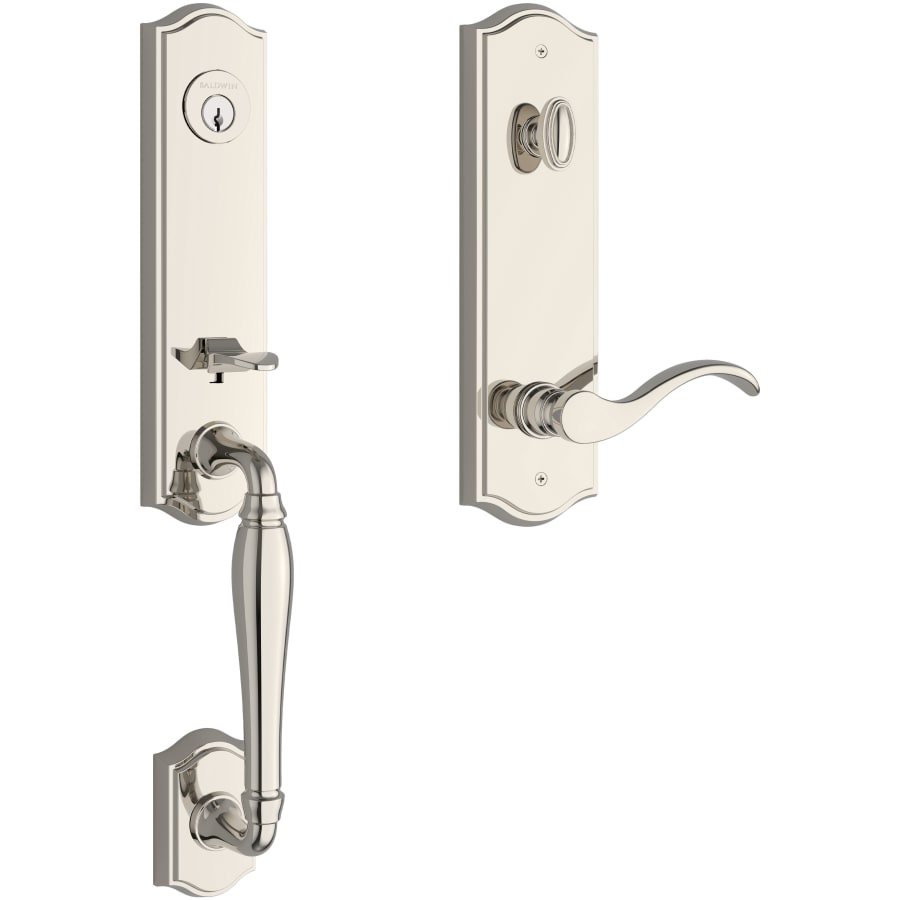 Baldwin - Reserve Collection - Tubular Entry Handlesets - New Hampshire 3/4 Escutcheon Emergency Egress Handleset w/ Curve Lever & Traditional Arched Rose