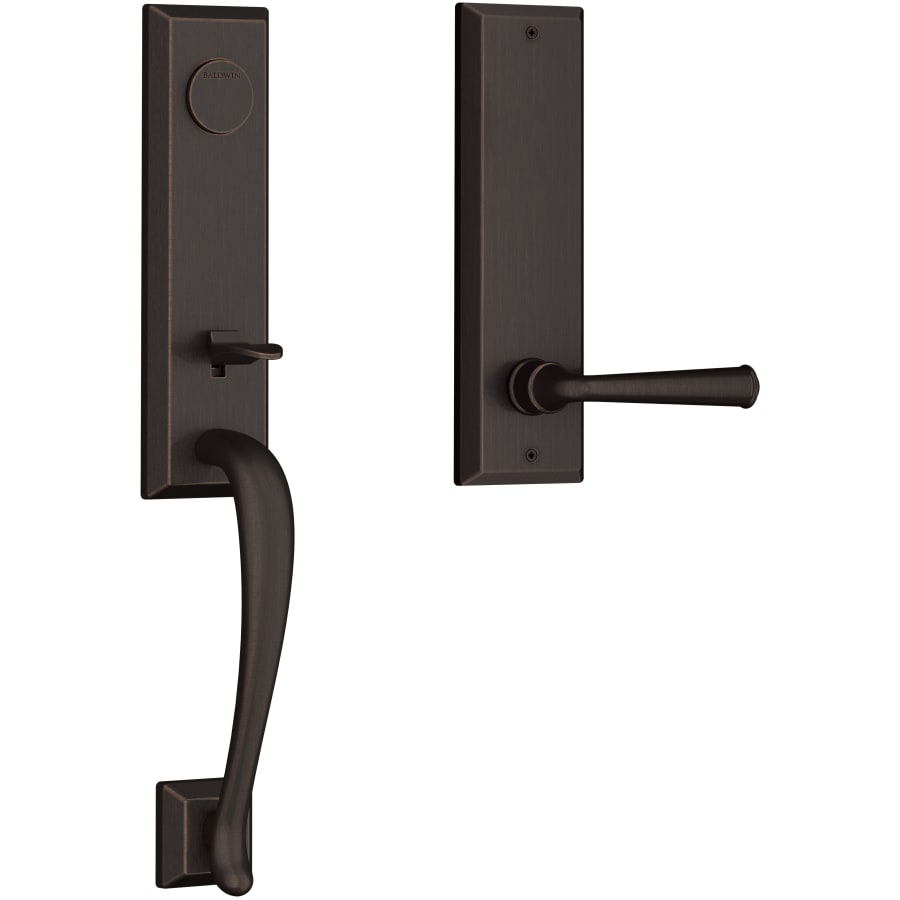 Baldwin - Reserve Collection - Tubular Entry Handlesets - Del Mar 3/4 Escutcheon Emergency Egress Handleset w/ Federal Lever & Square Bevel Rose