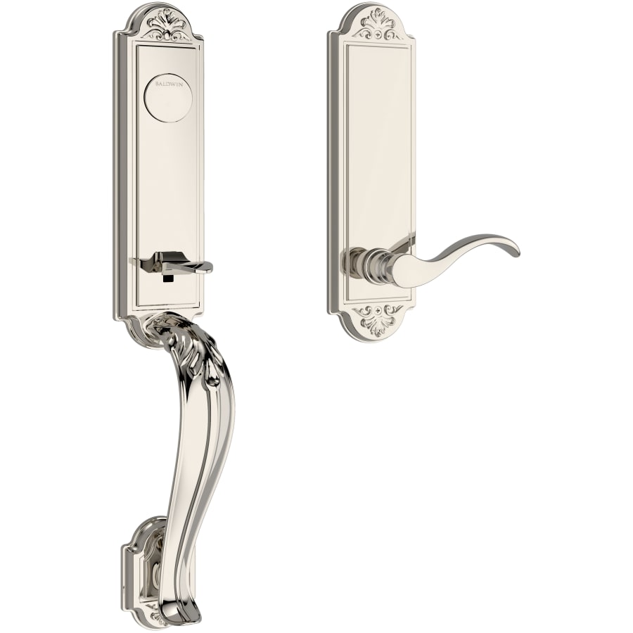 Baldwin - Reserve Collection - Tubular Entry Handlesets - Elizabeth 3/4 Escutcheon Emergency Egress Handleset w/ Curve Lever & Elizabeth Rose