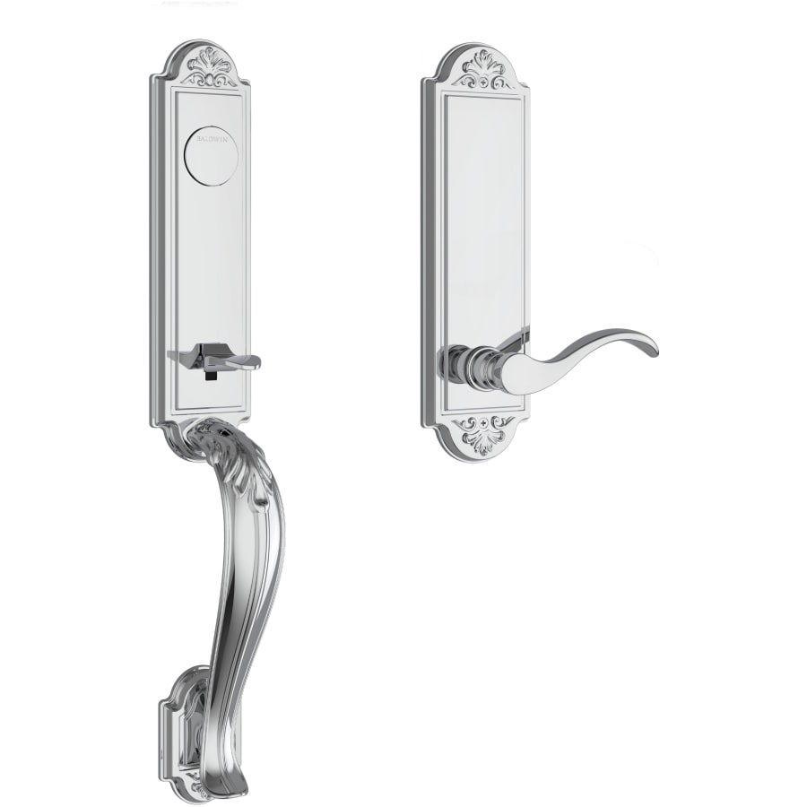 Baldwin - Reserve Collection - Tubular Entry Handlesets - Elizabeth 3/4 Escutcheon Emergency Egress Handleset w/ Curve Lever & Elizabeth Rose