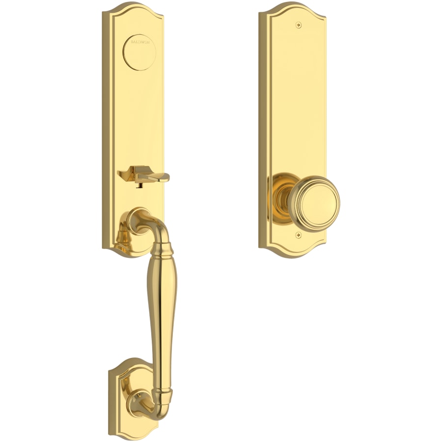 Baldwin - Reserve Collection - Tubular Entry Handlesets - New Hampshire 3/4 Escutcheon Emergency Egress Handleset w/ Traditional Knob & Traditional Arched Rose