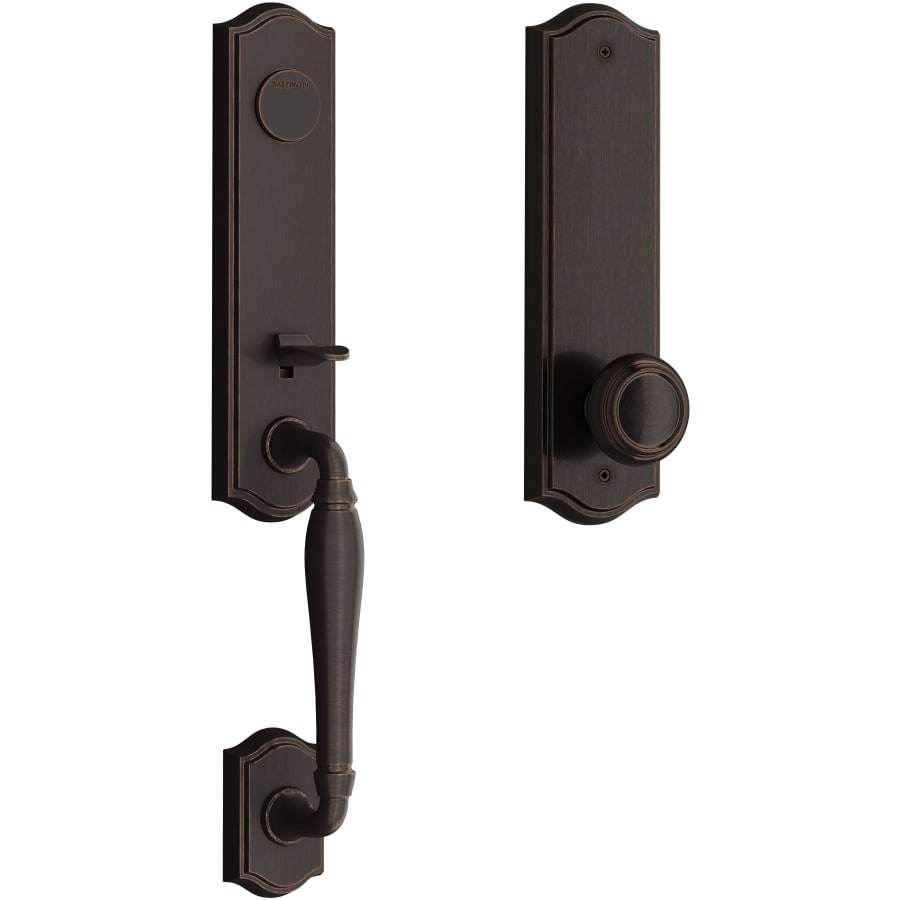 Baldwin - Reserve Collection - Tubular Entry Handlesets - New Hampshire 3/4 Escutcheon Emergency Egress Handleset w/ Traditional Knob & Traditional Arched Rose