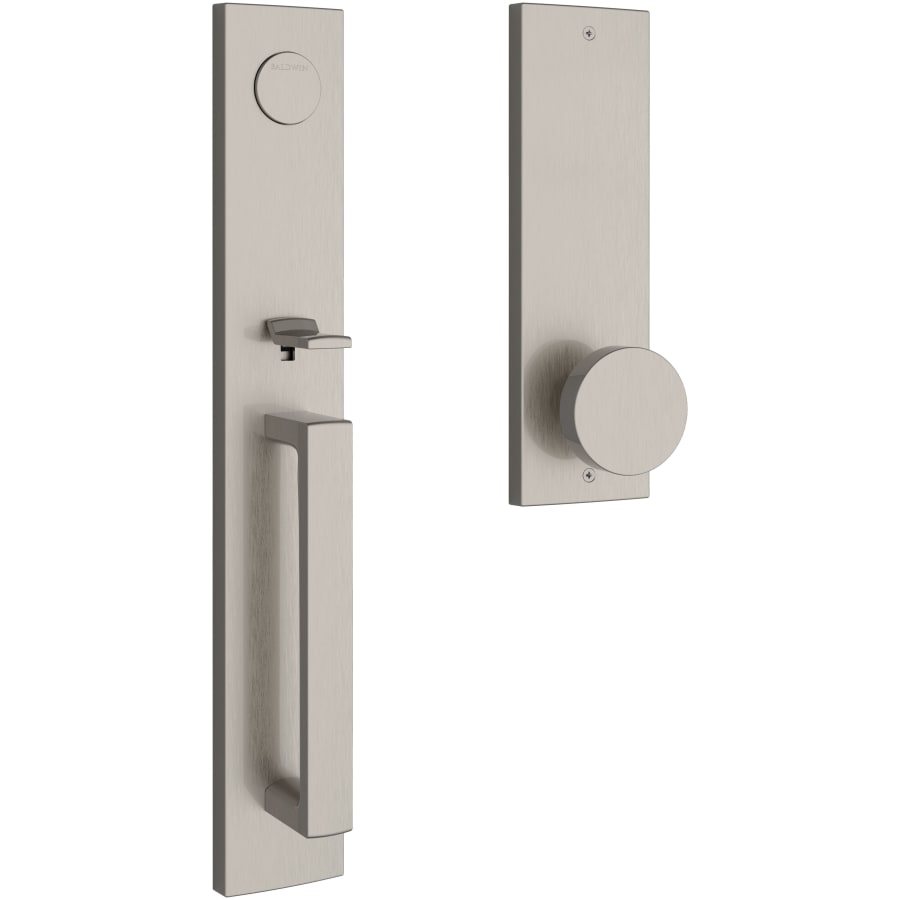 Baldwin - Reserve Collection - Tubular Entry Handlesets - Santa Cruz Full Escutcheon Emergency Egress Handleset w/ Contemporary Knob & Contemporary Square Rose