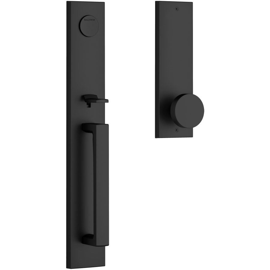 Baldwin - Reserve Collection - Tubular Entry Handlesets - Santa Cruz Full Escutcheon Emergency Egress Handleset w/ Contemporary Knob & Contemporary Square Rose