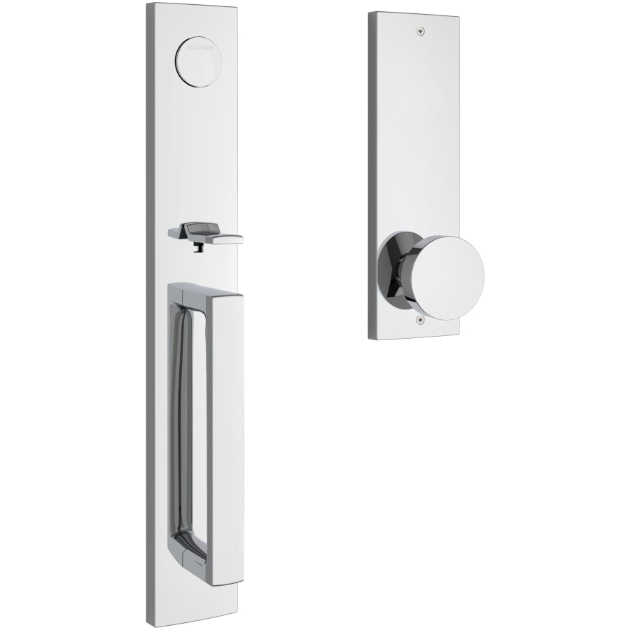 Baldwin - Reserve Collection - Tubular Entry Handlesets - Santa Cruz Full Escutcheon Emergency Egress Handleset w/ Contemporary Knob & Contemporary Square Rose