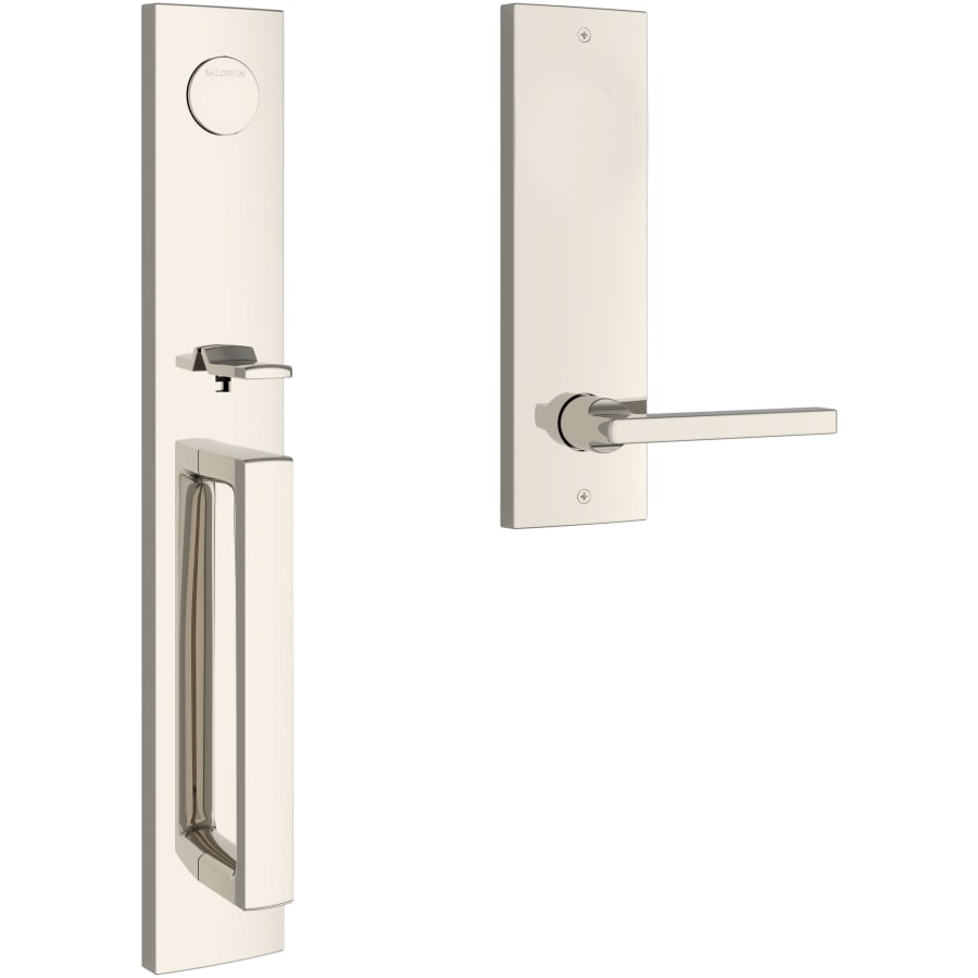 Baldwin - Reserve Collection - Tubular Entry Handlesets - Santa Cruz Full Escutcheon Emergency Egress Handleset w/ Square Lever & Contemporary Square Rose