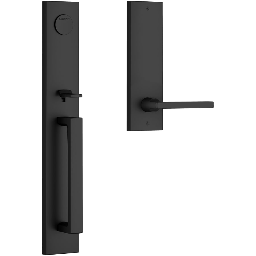 Baldwin - Reserve Collection - Tubular Entry Handlesets - Santa Cruz Full Escutcheon Emergency Egress Handleset w/ Square Lever & Contemporary Square Rose